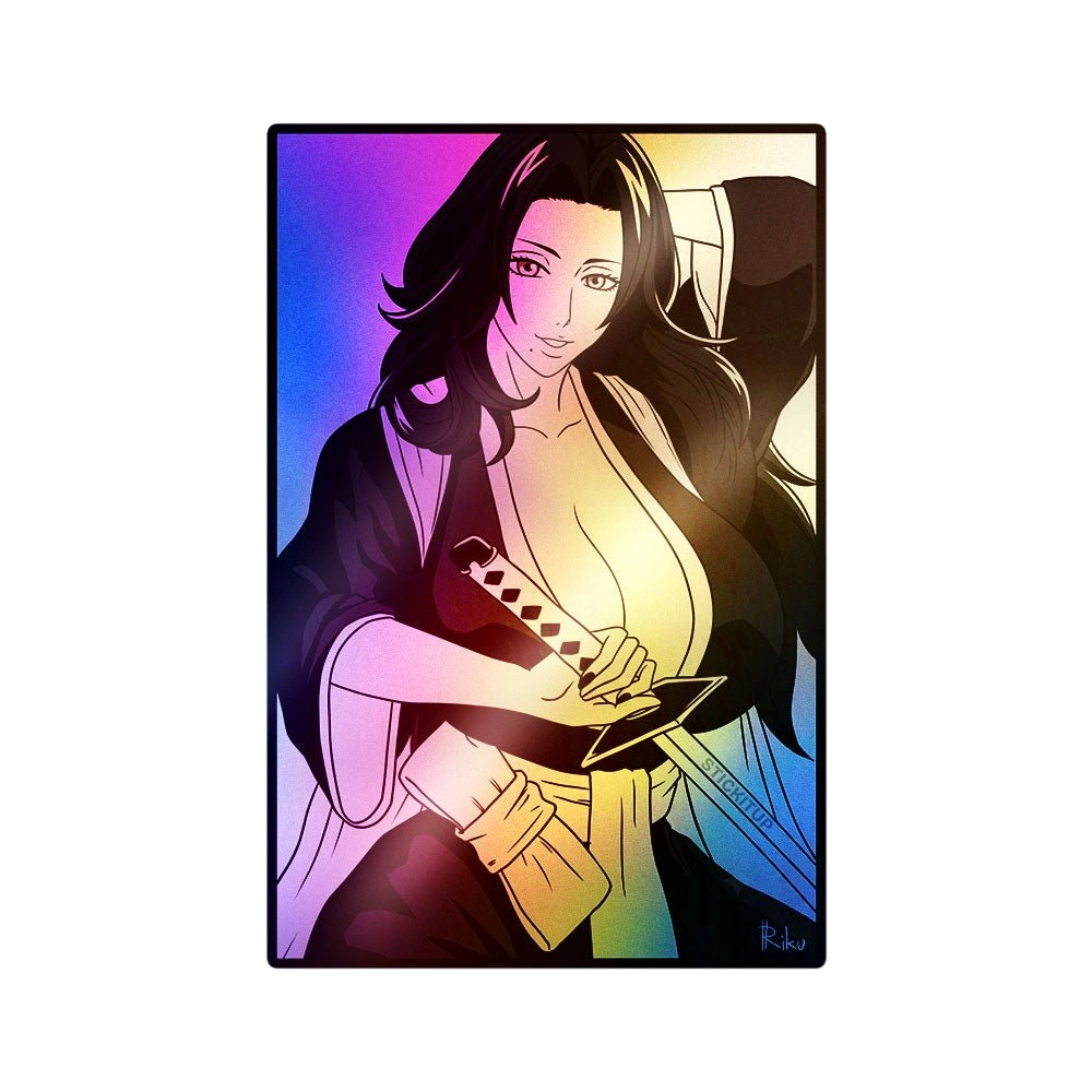 Woman B&W Portrait Holographic Stickers